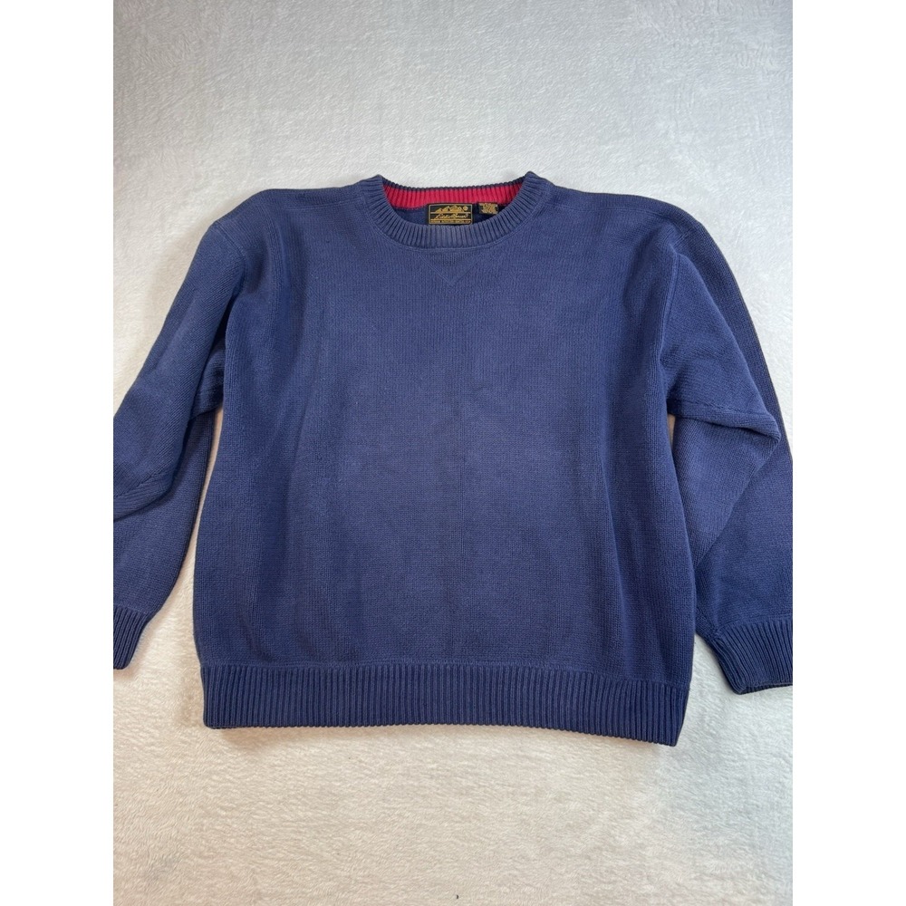 Vintage Eddie Bauer Sweater Mens Large Blue Grandpa Crewneck Knit  Fisherman